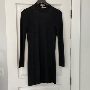 Aritzia Wilfred Free Women's Black Dress Long Sleeve Open Back Knit Mini